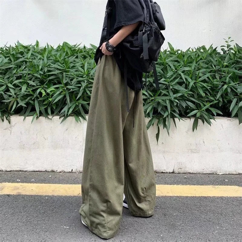 100% Cotton Baggy Pants Men Wide Leg Oversize Japenese Y2k Ankle-length Long Harem Trousers Casual Sport Old Money Vintage