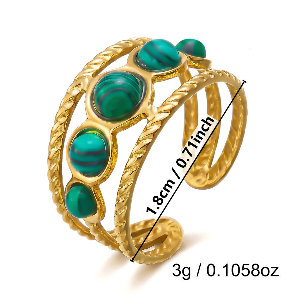 French Vintage Gold Aesthetic Ring for Women Waterproof Stainless Steel Old Money Antique Sunburst Stacking Jewelry