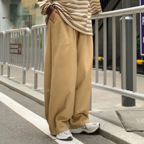 100% Cotton Baggy Pants Men Wide Leg Oversize Japenese Y2k Ankle-length Long Harem Trousers Casual Sport Old Money Vintage