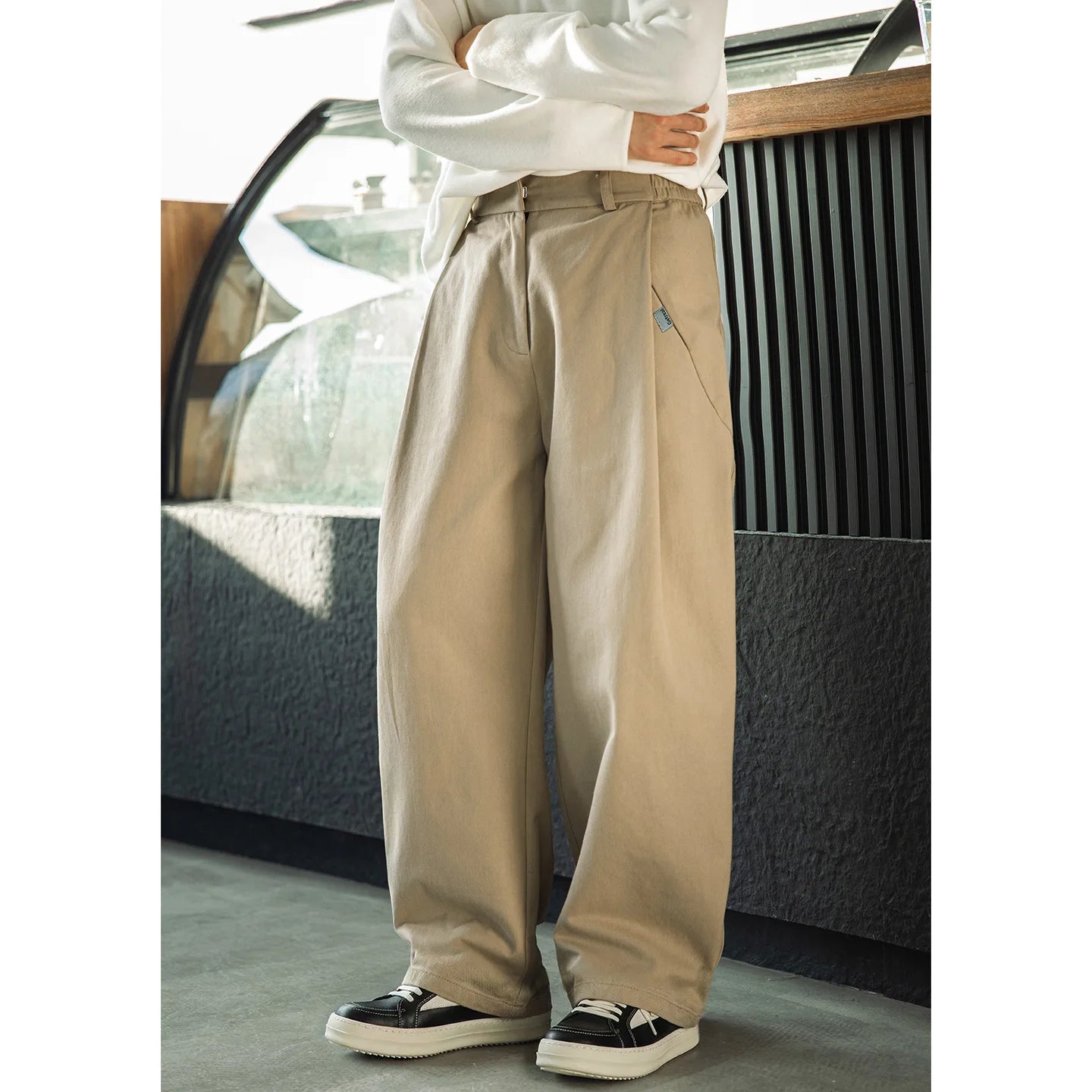 TFETTERS 2026 Spring Old Money Aesthetic 100% Cotton Pants 3D Pleated Oversized Loose Fit Texture Retro Baggy Wide Leg Trousers