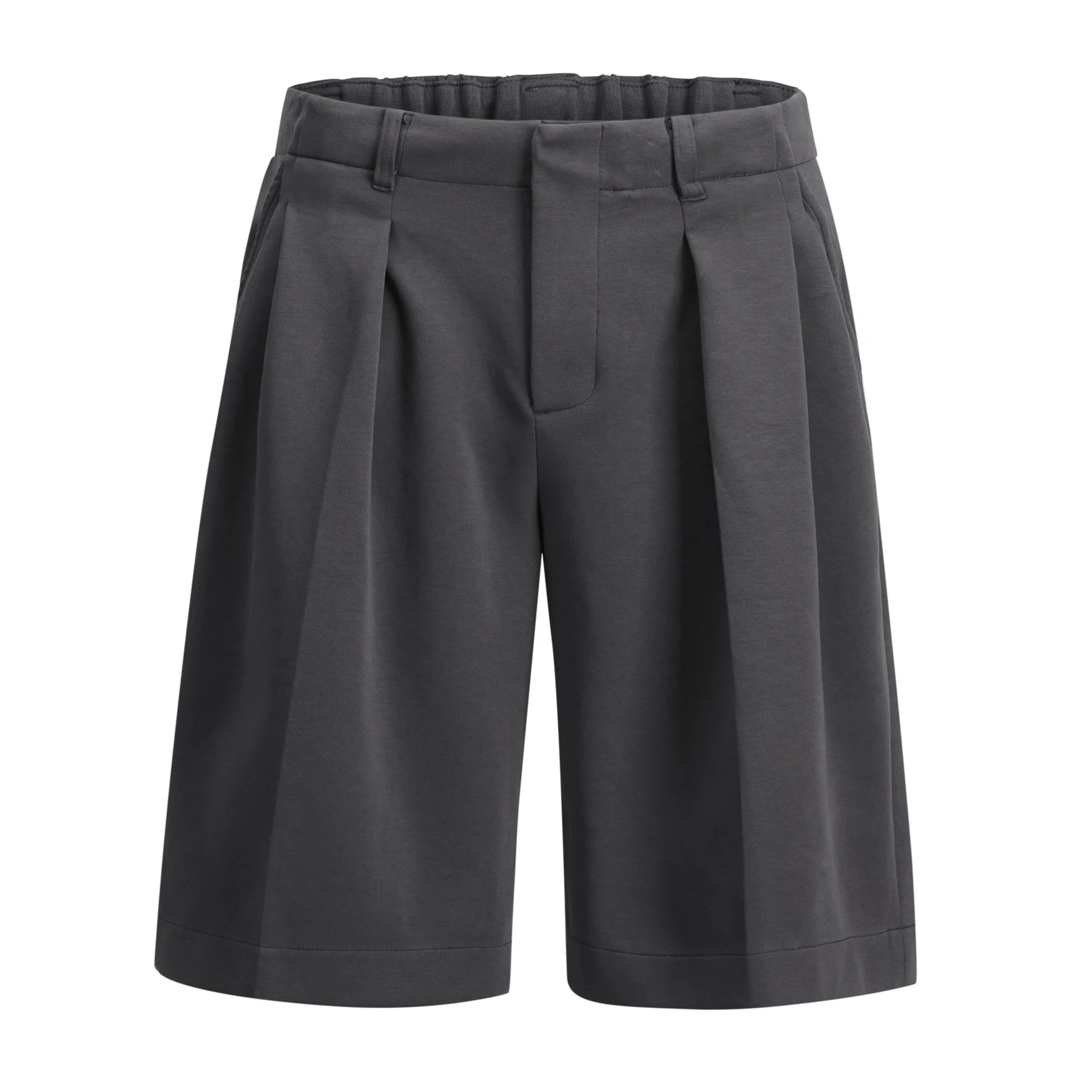 Old Money Aesthetic Shorts Men Elastic Waist Wide Leg Relaxed Fit Casual Dress Business Shorts Lightweight Solid Color Pleated