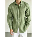 Men's Linen Shirt Cotton Blend Long Sleeve Button Down Casual Loose Fit Summer Breathable Tops Old Money Aesthetic Solid Color