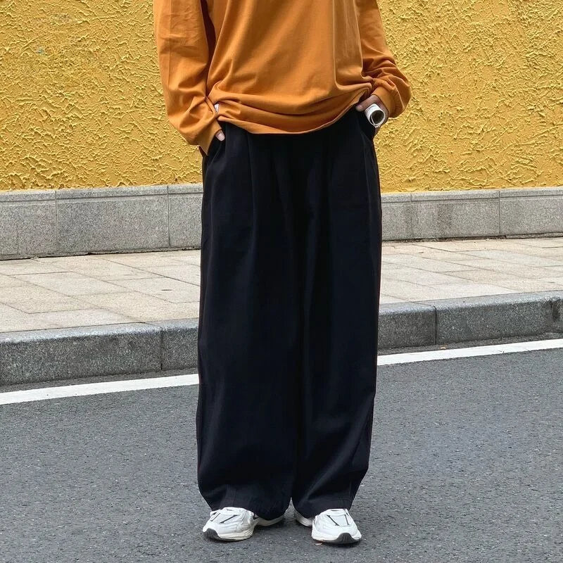 100% Cotton Baggy Pants Men Wide Leg Oversize Japenese Y2k Ankle-length Long Harem Trousers Casual Sport Old Money Vintage
