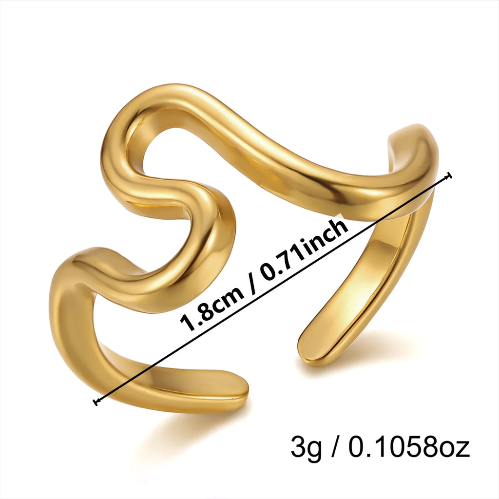 French Vintage Gold Aesthetic Ring for Women Waterproof Stainless Steel Old Money Antique Sunburst Stacking Jewelry