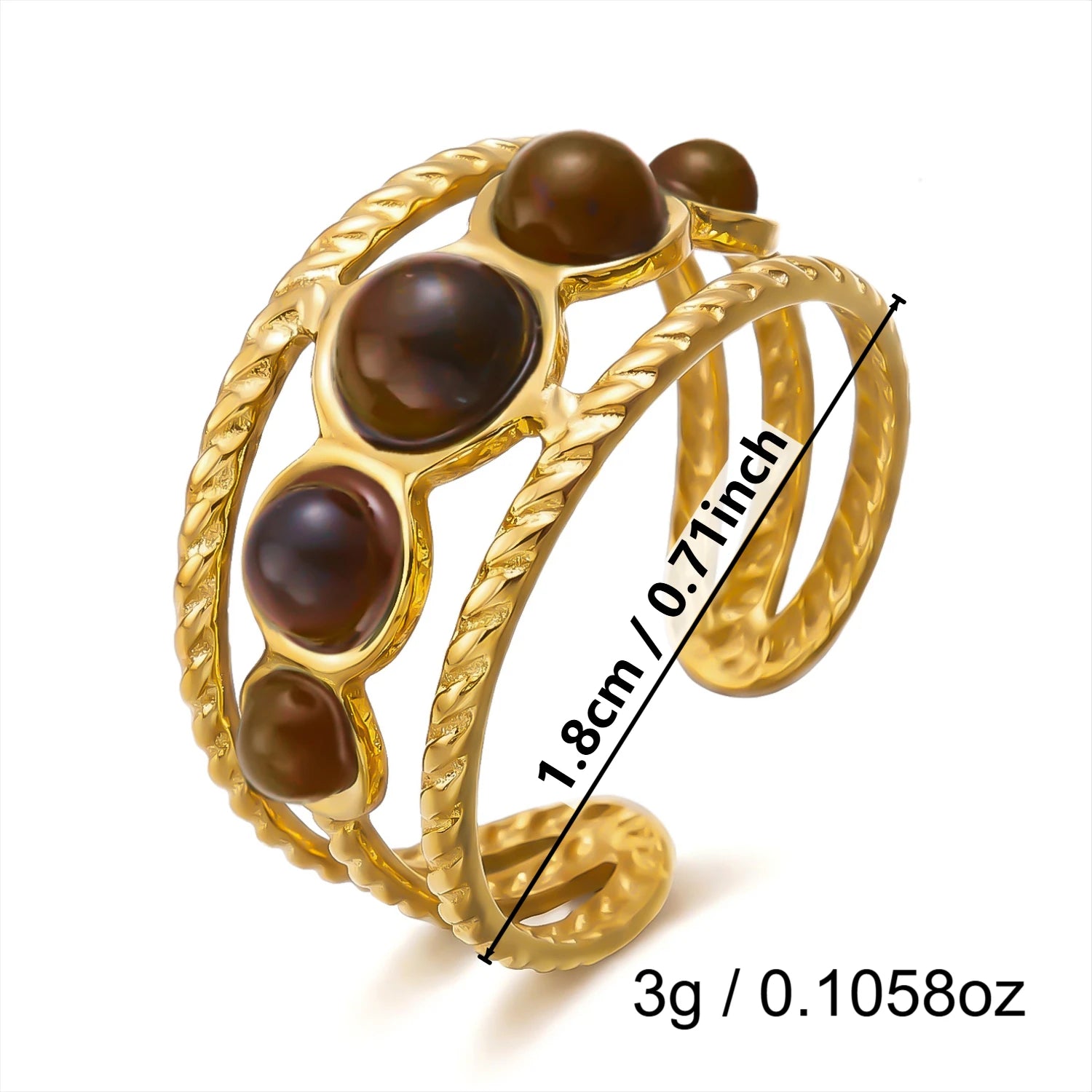 French Vintage Gold Aesthetic Ring for Women Waterproof Stainless Steel Old Money Antique Sunburst Stacking Jewelry