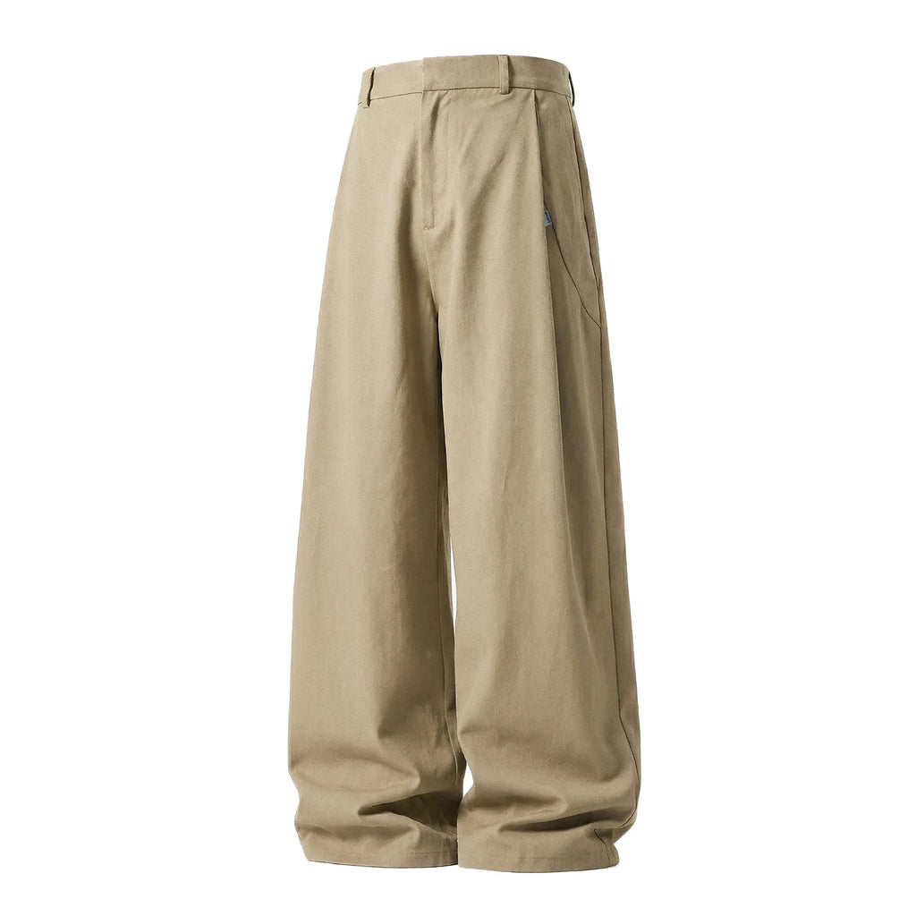 TFETTERS 2026 Spring Old Money Aesthetic 100% Cotton Pants 3D Pleated Oversized Loose Fit Texture Retro Baggy Wide Leg Trousers