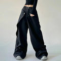 Mens Trousers Stitching Double-Layer Design Casual Pants Streetwear Fashion Grunge Old Money Men Wide-Leg Pants Men'S Wear 2025
