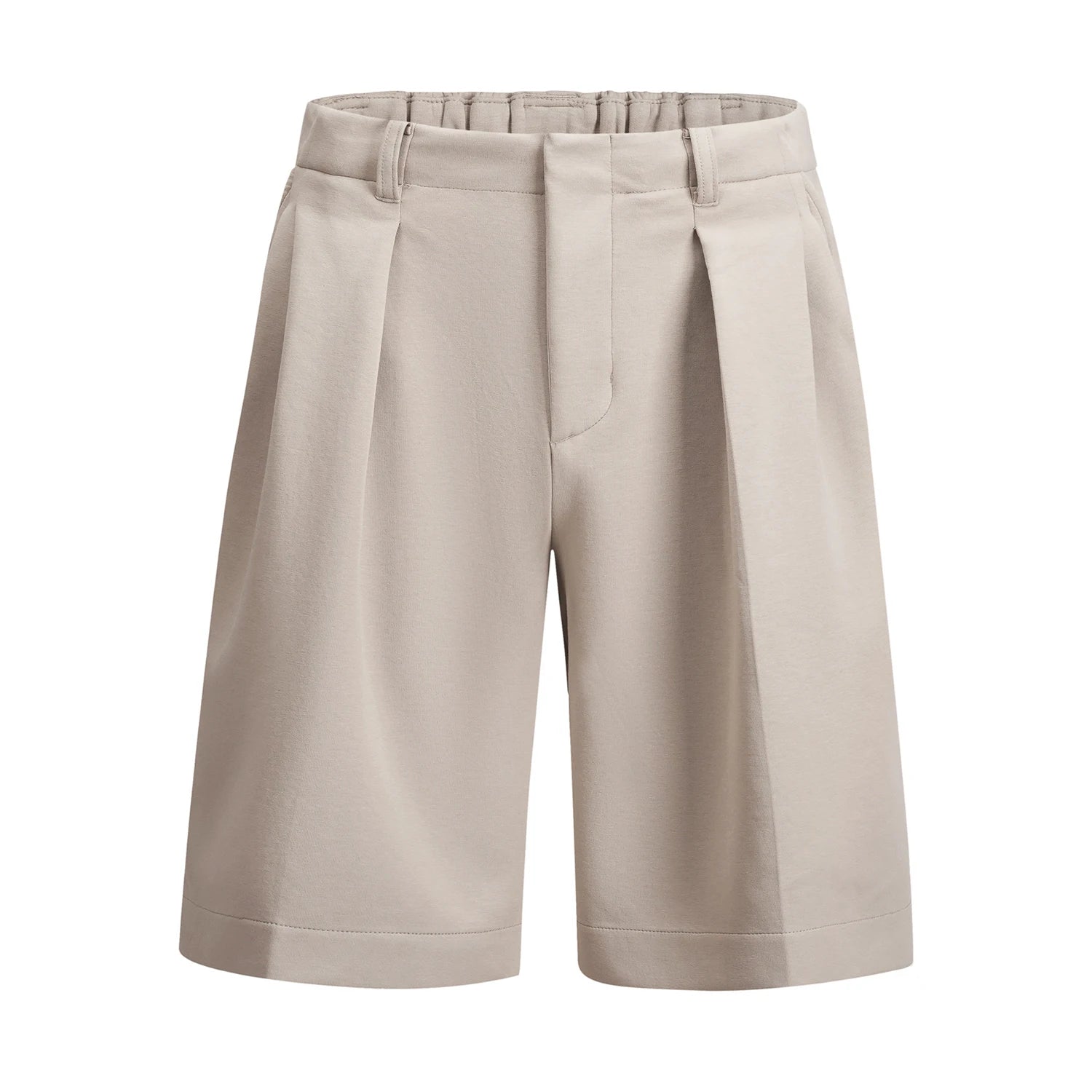 Old Money Aesthetic Shorts Men Elastic Waist Wide Leg Relaxed Fit Casual Dress Business Shorts Lightweight Solid Color Pleated