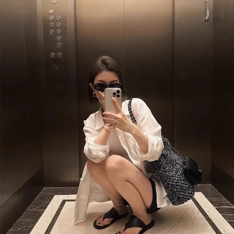 White Linen Long-sleeved Shirt for Women Summer Thin Loose Old Money Style Cotton and Linen Shirt with Sun Protection Top
