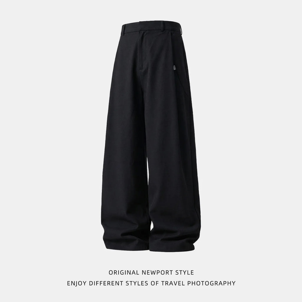 TFETTERS 2026 Spring Old Money Aesthetic 100% Cotton Pants 3D Pleated Oversized Loose Fit Texture Retro Baggy Wide Leg Trousers