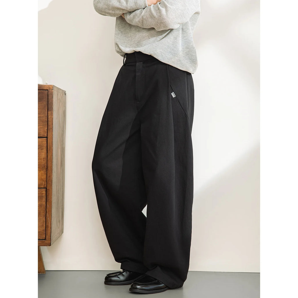 TFETTERS 2026 Spring Old Money Aesthetic 100% Cotton Pants 3D Pleated Oversized Loose Fit Texture Retro Baggy Wide Leg Trousers